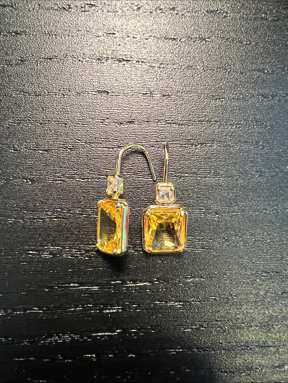Gold-Tone Yellow Crystal Drop Earrings - Women Jewelry